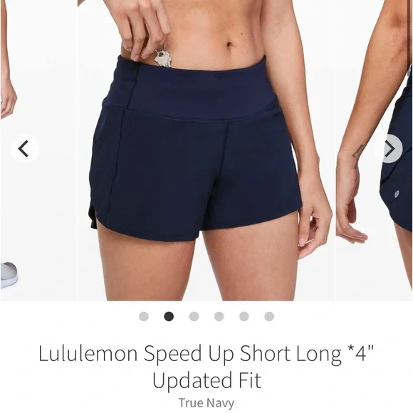 Lululemon Speed Up Short Long 4” Updated Fit True Navy Blue Size 4 - Picture 2 of 13
